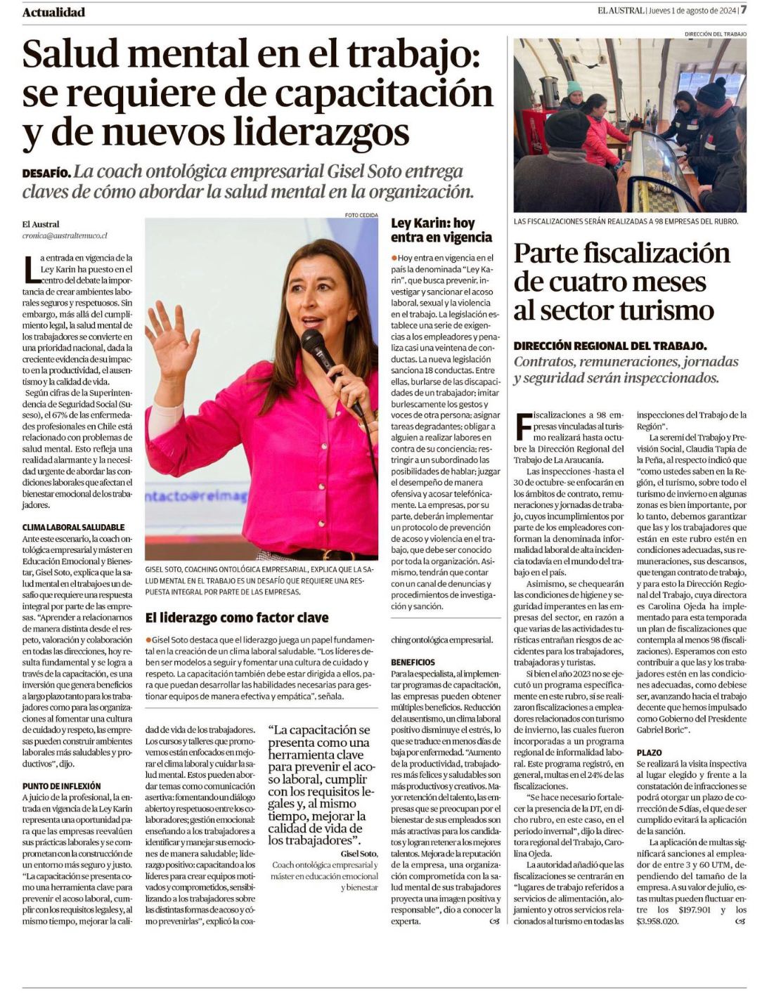 Gisel Coach en Diario Austral